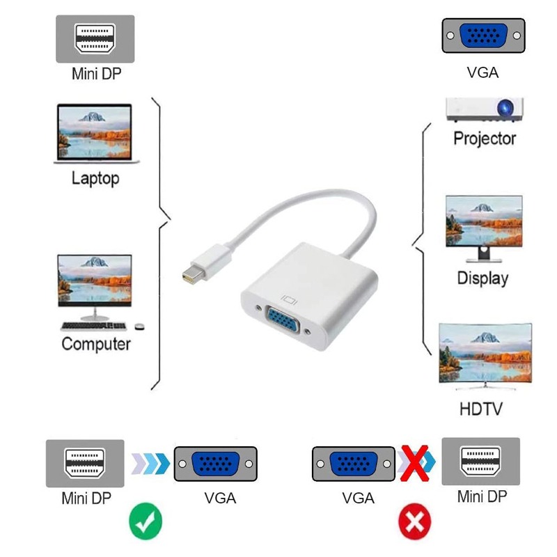 Adaptateur Mini DisplayPort Vers VGA - Blanc (L090510)