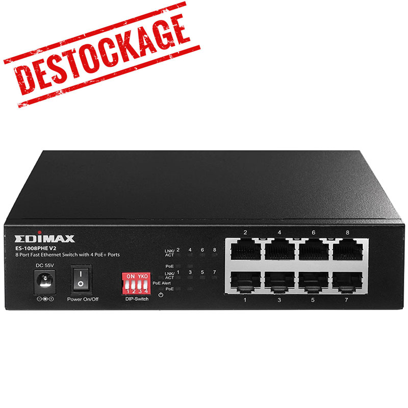 Switch de Bureau EDIMAX EDES-1008PHE V2 8 ports avec 4 ports PoE+ Switch de Bureau EDIMAX EDES-1008PHE V2 8 ports avec 4 ports PoE+