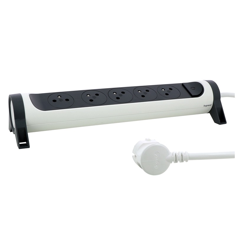 Multiprises LEGRAND 5 Ports 1.5M - Blanc et Gris