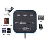 Hub USB COMBO 3 Ports + Lecteur de cartes - Noir