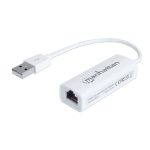 Adaptateur Réseau MANHATTAN USB 2.0 Vers RJ45 - Blanc