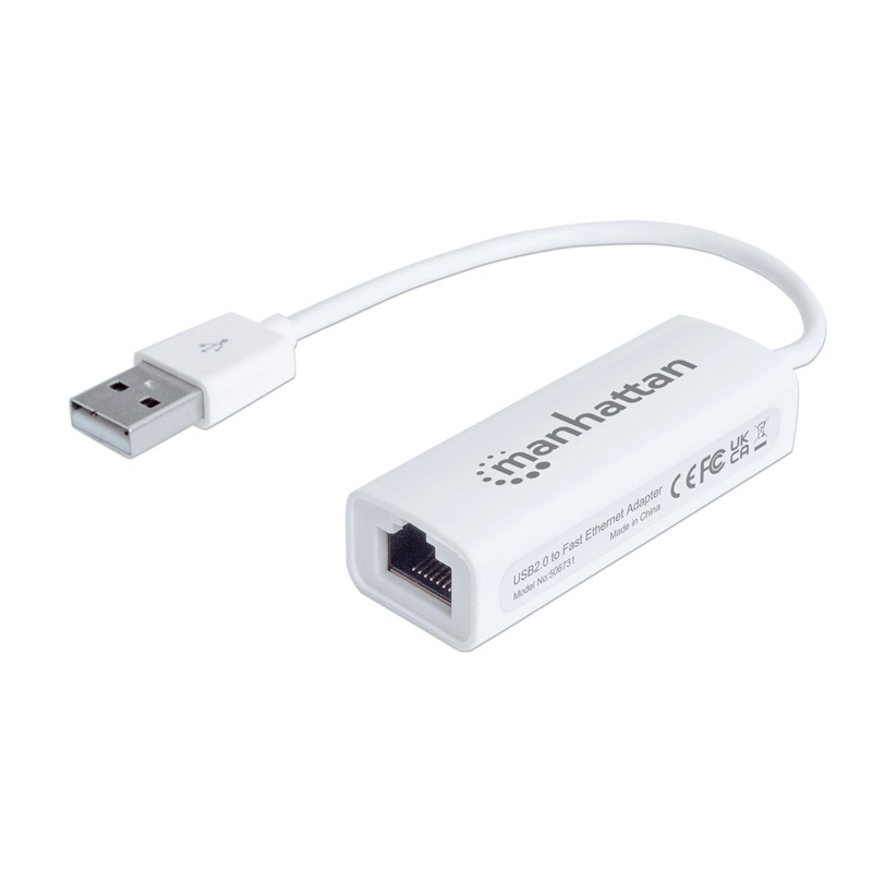 Adaptateur Réseau MANHATTAN USB 2.0 Vers RJ45 - Blanc Adaptateur Réseau MANHATTAN USB 2.0 Vers RJ45 - Blanc
