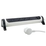 Multiprise LEGRAND 4*2P+T Parafoudre 1,5M - BLANC et GRIS Foncé