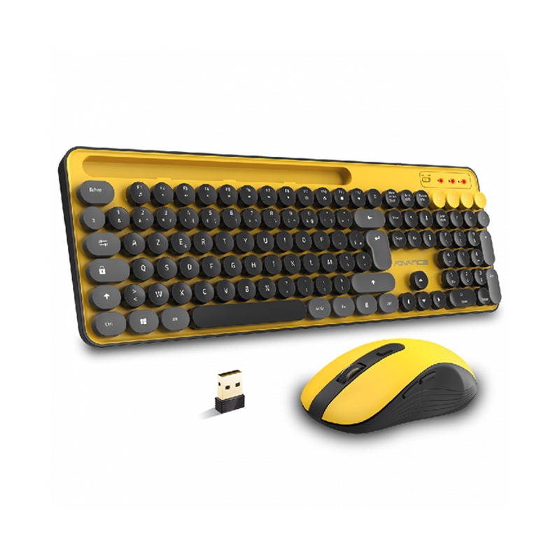 Ensemble Clavier & Souris Sans Fil ADVANCE PEPS - Jaune Ensemble Clavier & Souris Sans Fil ADVANCE PEPS - Jaune