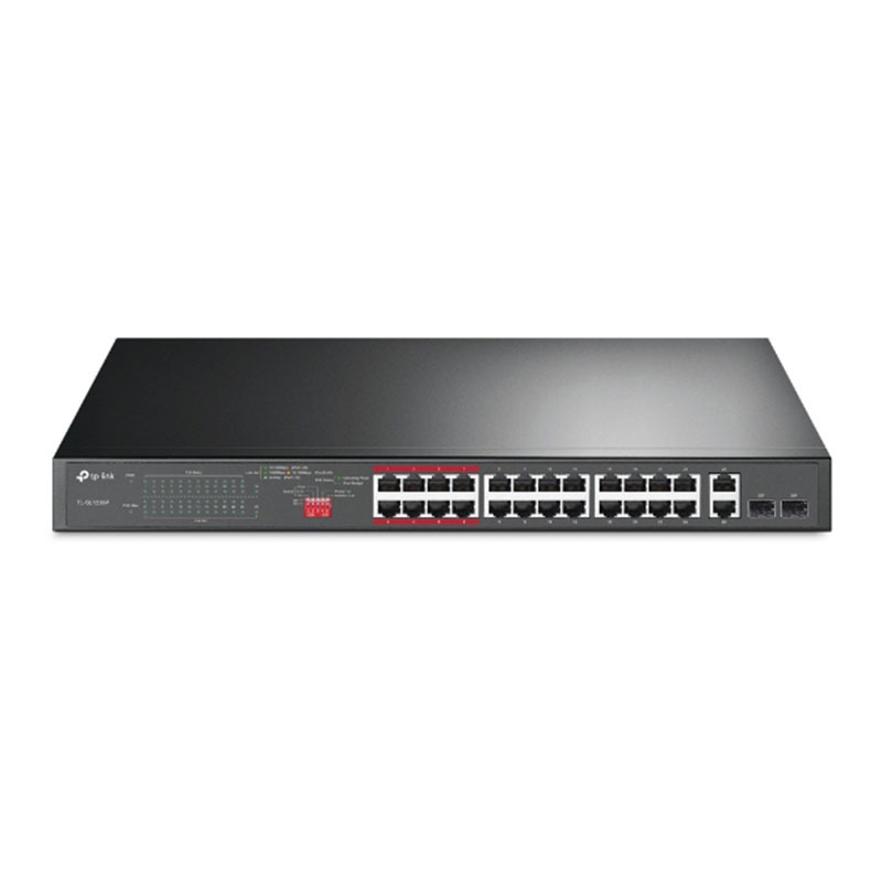 Switch TP-LINK TL-SL1226P 24 Ports 10/100 MBPS POE+ Avec 2 Ports GIGA 10/100/1000 ET 2 Ports SFP 250W Switch TP-LINK TL-SL1226P 24 Ports 10/100 MBPS POE+ Avec 2 Ports GIGA 10/100/1000 ET 2 Ports SFP 250W