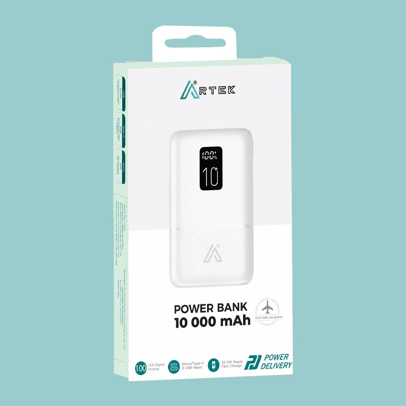 Power Bank ARTEK 10000 mAh - Blanc