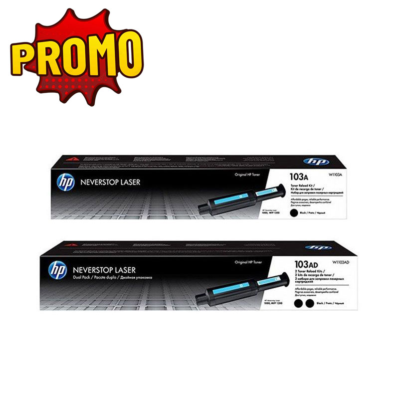 Pack de 2 Toners Original HP Neverstop 103A Noir (W1103AD) Pack de 2 Toners Original HP Neverstop 103A Noir (W1103AD)