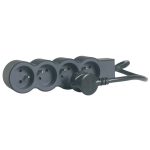 Rallonge Multiprises extra-plate LEGRAND 4 Prises 1,5m - Noir& gris foncé
