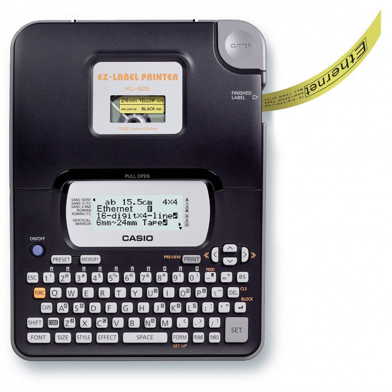 Étiqueteuse CASIO KL-820 Avec LCD 3 lignes 200 dpi - Noir Étiqueteuse CASIO KL-820 Avec LCD 3 lignes 200 dpi - Noir