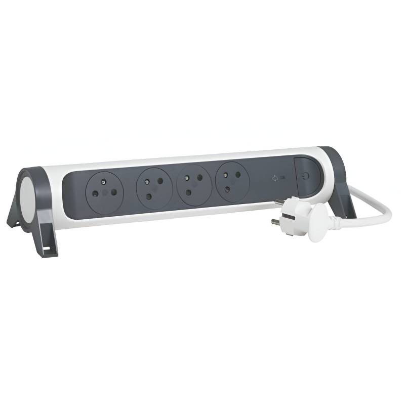 Multiprise LEGRAND 4*2P+T Parafoudre 1,5M - BLANC et GRIS Foncé Multiprise LEGRAND 4*2P+T Parafoudre 1,5M - BLANC et GRIS Foncé