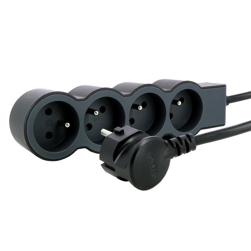 Rallonge Multiprises extra-plate LEGRAND 4 Prises 1,5m - Noir& gris foncé Rallonge Multiprises extra-plate LEGRAND 4 Prises 1,5m - Noir& gris foncé