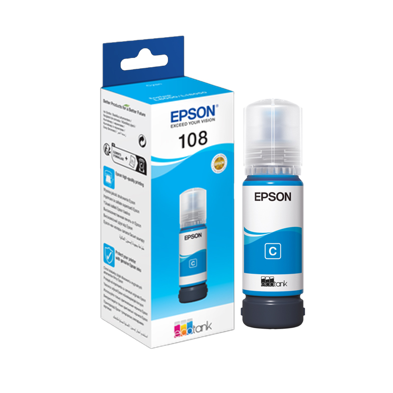 Bouteille D'encre Original EPSON ECOTANK 108 - Cyan(C13T09C24A) Bouteille D'encre Original EPSON ECOTANK 108 - Cyan(C13T09C24A)