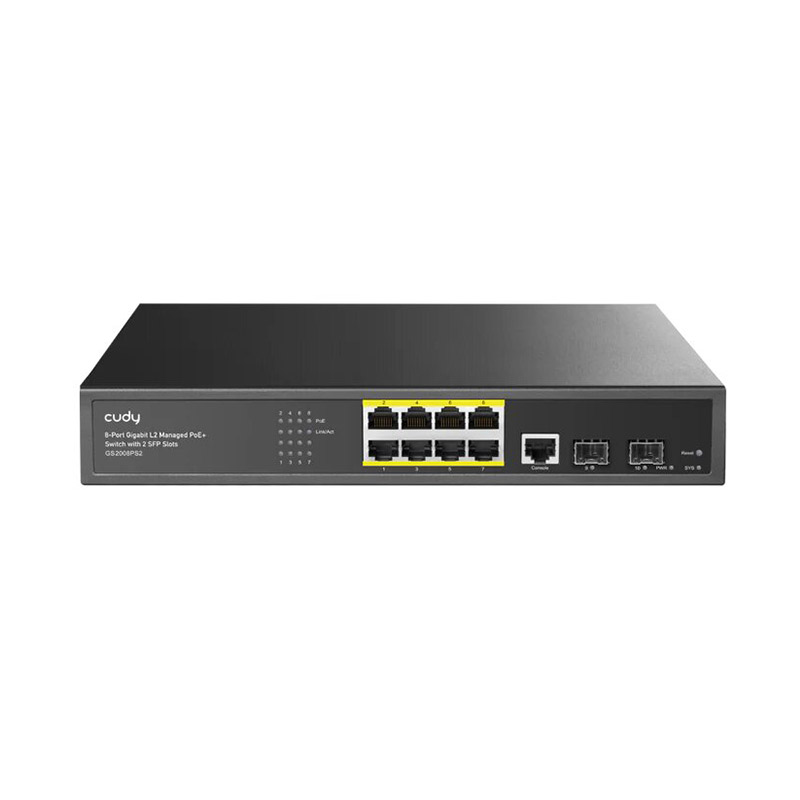 Switch CUDY GS2008PS2 Gigabit POE 8 Ports + équipé de 2 emplacements Gigabit SFP 120W Switch CUDY GS2008PS2 Gigabit POE 8 Ports + équipé de 2 emplacements Gigabit SFP 120W