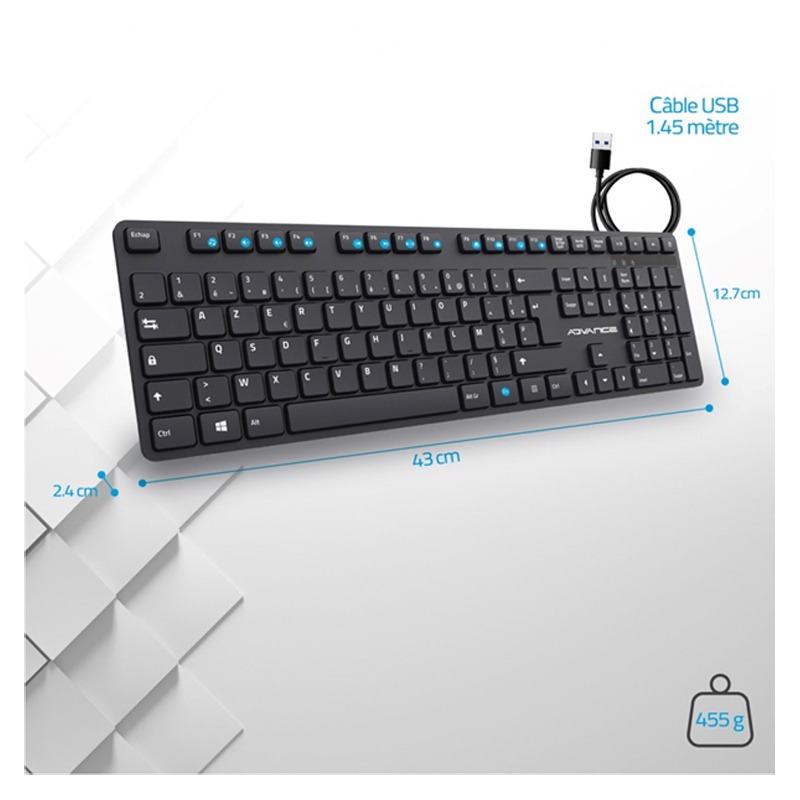 Clavier Filaire ADVANCE CLA-5100 Silencieux - Noir