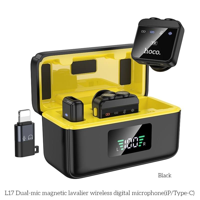Microphones sans fil HOCO L17 avec récepteur Type-C et iPhone Microphones sans fil HOCO L17 avec récepteur Type-C et iPhone