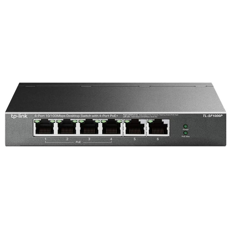 Switch De Bureau TP-LINK 6 Ports 10/100 Mbps Avec 4 Ports PoE Switch De Bureau TP-LINK 6 Ports 10/100 Mbps Avec 4 Ports PoE
