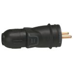 Fiche mâle LEGRAND 2P+T caoutchouc - Noir