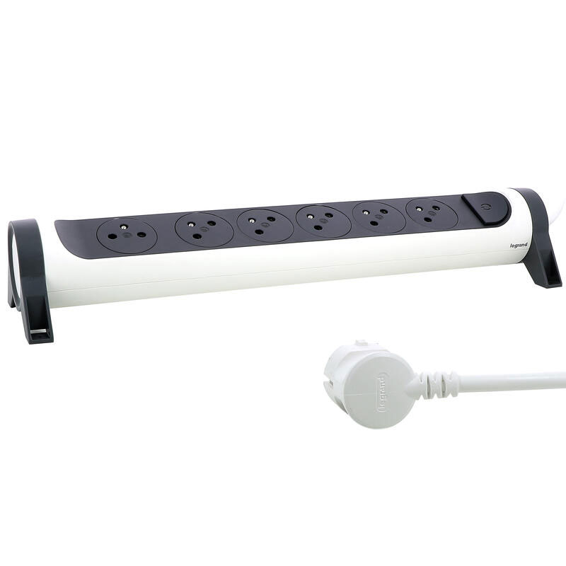 Multiprises LEGRAND 6 Ports 3M - Blanc et Gris foncée