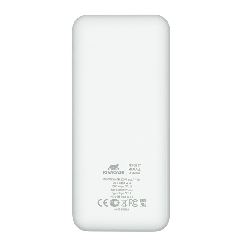 Power Bank RIVAVASE VA2081 20000 mAh - Blanc