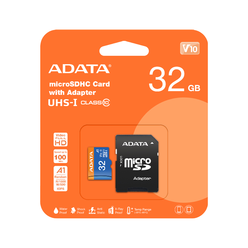 Carte Mémoire ADATA 32Go Class 10 Micro SDHC avec Adaptateur Carte Mémoire ADATA 32Go Class 10 Micro SDHC avec Adaptateur