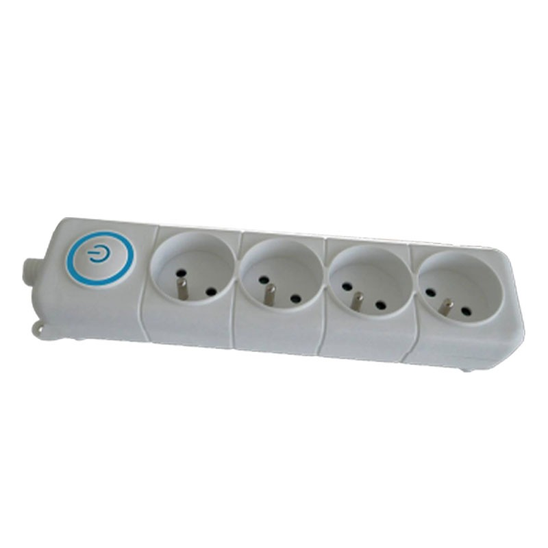 Bloc Multiprise SOMEF 4 Modules Avec Bouton poussoir 3 M - Blanc