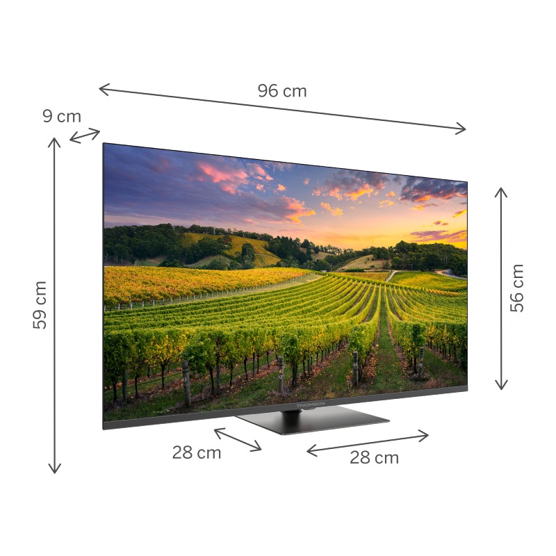 TV Thomson 43" 43QG5C14 QLED UHD 4K  Google Tv - Gris foncé