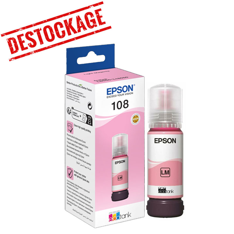 Bouteille D'encre Original EPSON ECOTANK 108 - Magenta Light(C13T09C64A) Bouteille D'encre Original EPSON ECOTANK 108 - Magenta Light(C13T09C64A)
