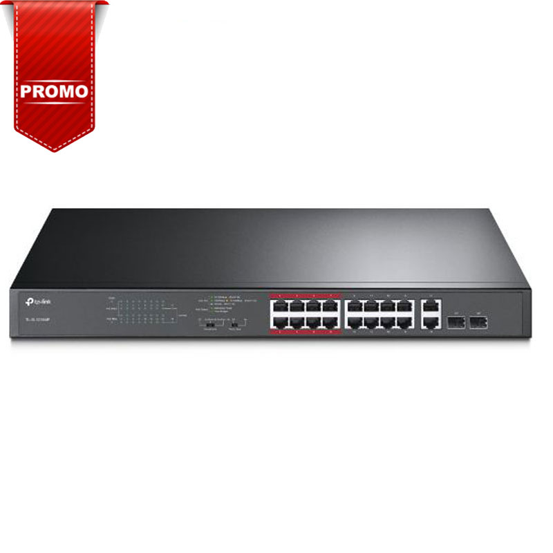 Switch TP-LINK 16 ports PoE+ 2 ports Gigabit + 10/100 Mbps Switch TP-LINK 16 ports PoE+ 2 ports Gigabit + 10/100 Mbps