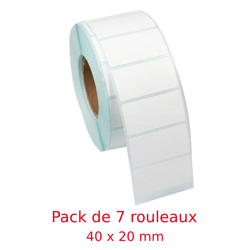 Pack de 7 Rouleaux d'Étiquettes Thermiques 40 x 20 mm - 1000 Étiquettes Pack de 7 Rouleaux d'Étiquettes Thermiques 40 x 20 mm - 1000 Étiquettes