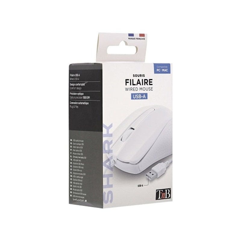 Souris Filaire TNB SHARK USB-A - Blanc