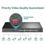 Switch TP-LINK TL-SL1226P 24 Ports 10/100 MBPS POE+ Avec 2 Ports GIGA 10/100/1000 ET 2 Ports SFP 250W