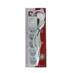 Bloc Multiprise SOMEF 5 Modules Avec Bouton Poussoir 1.4 M - Blanc