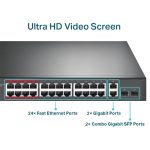 Switch TP-LINK TL-SL1226P 24 Ports 10/100 MBPS POE+ Avec 2 Ports GIGA 10/100/1000 ET 2 Ports SFP 250W