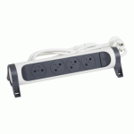 Multiprise LEGRAND 4X2PP+T 3M - Blanc et Gris foncé